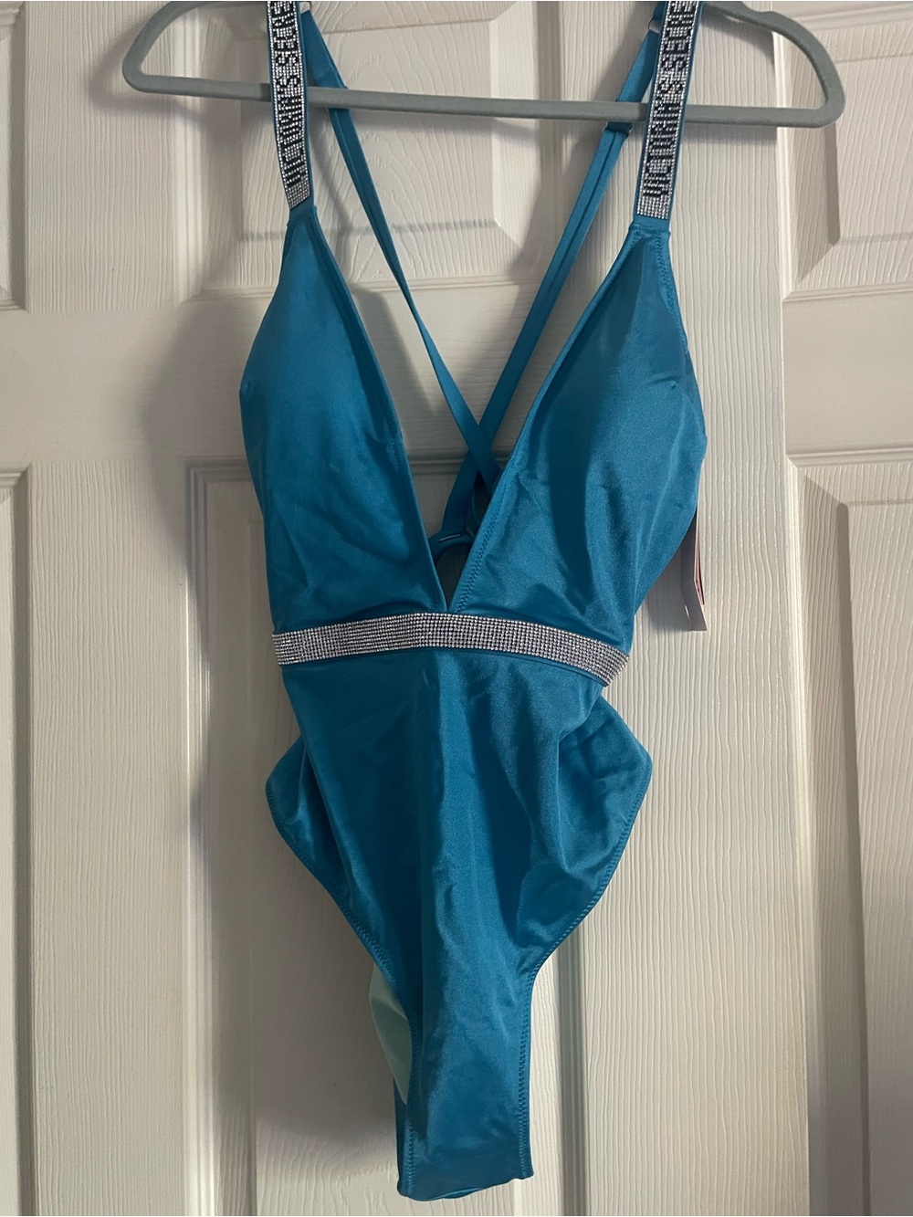 Victoria's Secret Blue One-Piece Swimsuit with Rhinestone Waistband